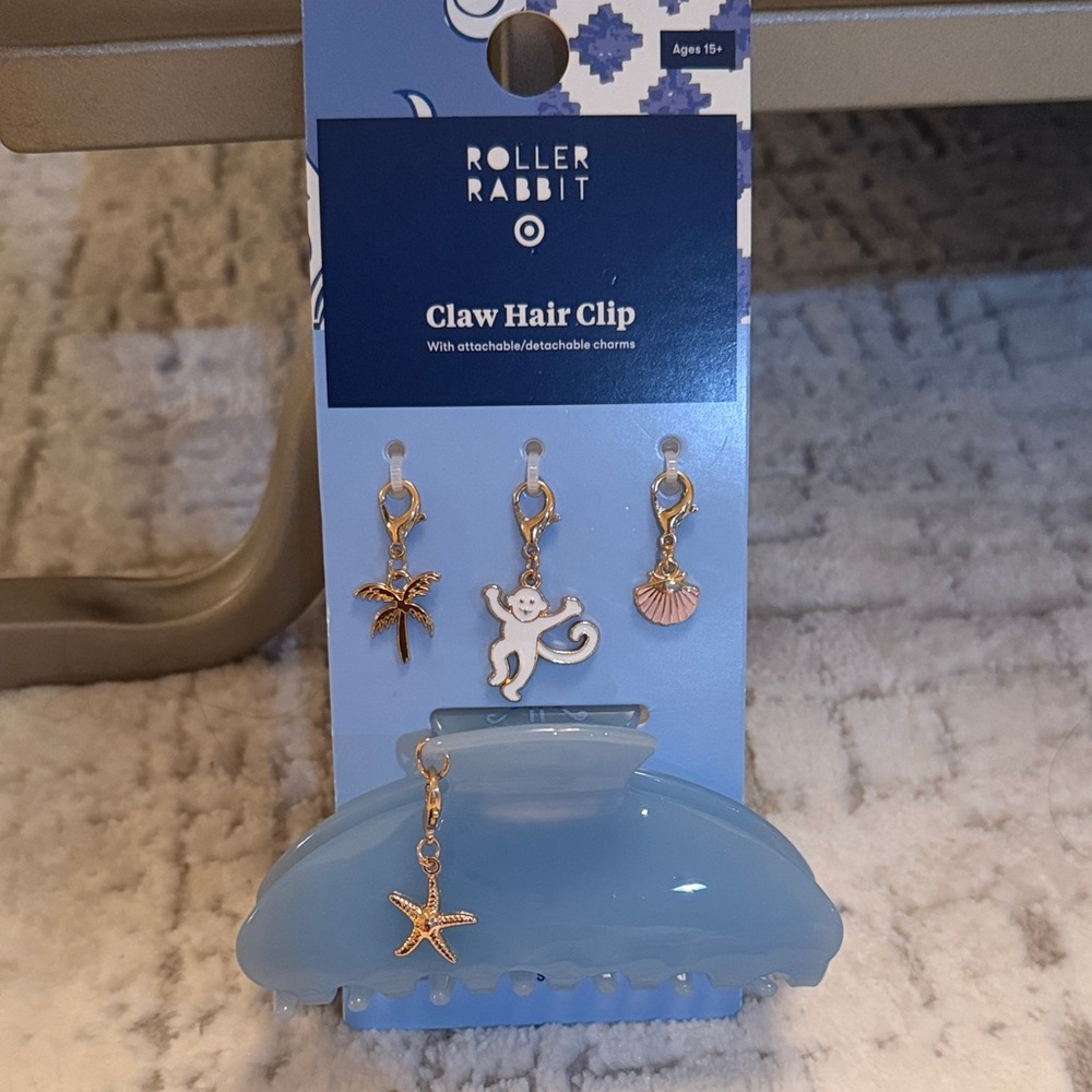 Roller Rabbit x Target Blue Limited Edition Claw Hair Clip with Charms